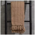 Brown Woven Fringed Throw Blanket