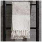 Beige & White Woven Throw Blanket
